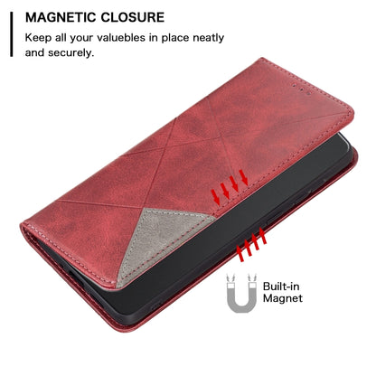 For Xiaomi Redmi Note 13 4G Global Rhombus Texture Magnetic Leather Phone Case(Red) - Note 13 Cases by buy2fix | Online Shopping UK | buy2fix