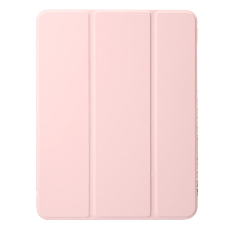 For iPad Air 11 2024 Clear Acrylic 3-Fold Leather Tablet Case(Pink) - iPad Air 11 2024 Cases by buy2fix | Online Shopping UK | buy2fix