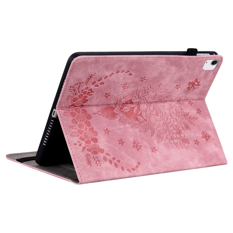 For iPad Air 11 2024 Butterfly Rose Embossed Leather Smart Tablet Case(Pink) - iPad Air 11 2024 Cases by buy2fix | Online Shopping UK | buy2fix