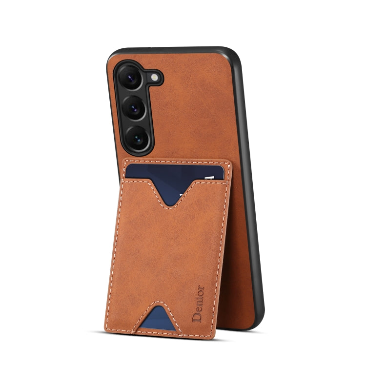 For Samsung Galaxy S24 5G Denior PU Back Cover Card Slot Holder Phone Case(Brown) - Galaxy S24 5G Cases by Denior | Online Shopping UK | buy2fix