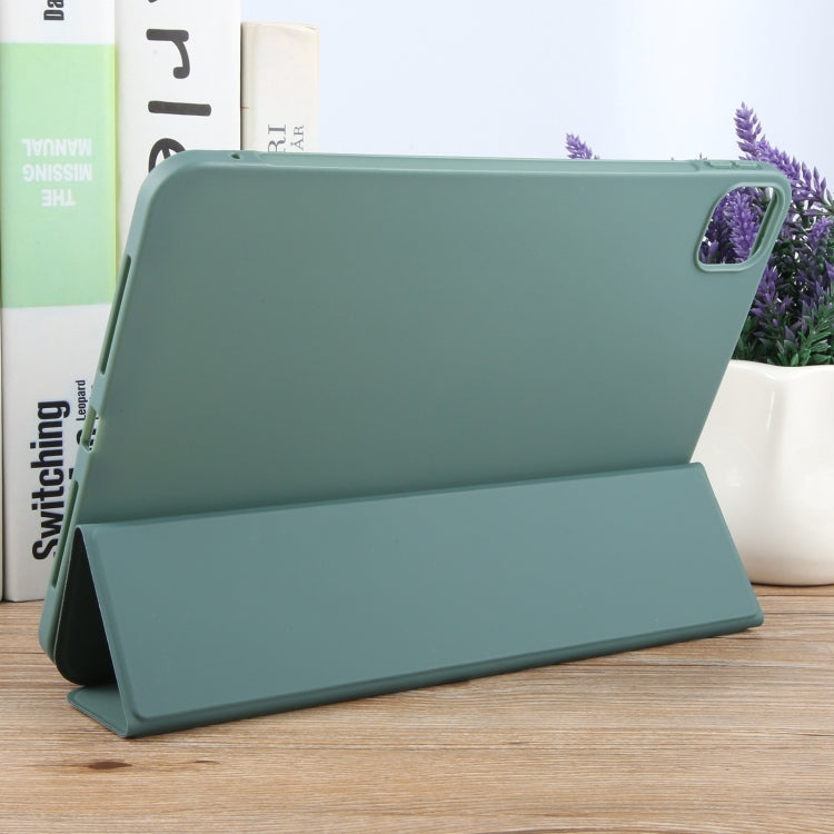 For iPad Pro 11 2024 GEBEI 3-folding Holder Shockproof Flip Leather Tablet Case(Dark Green) - iPad Pro 11 2024 Cases by GEBEI | Online Shopping UK | buy2fix