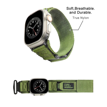 Nylon Two Section Watch Band For Apple Watch Ultra 2 49mm(Dark Green) - Watch Bands by buy2fix | Online Shopping UK | buy2fix