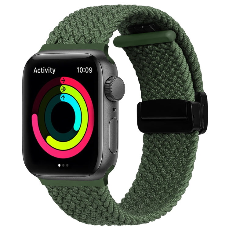 Magnetic Fold Clasp Woven Watch Band For Apple Watch 7 41mm(Green) - Watch Bands by buy2fix | Online Shopping UK | buy2fix