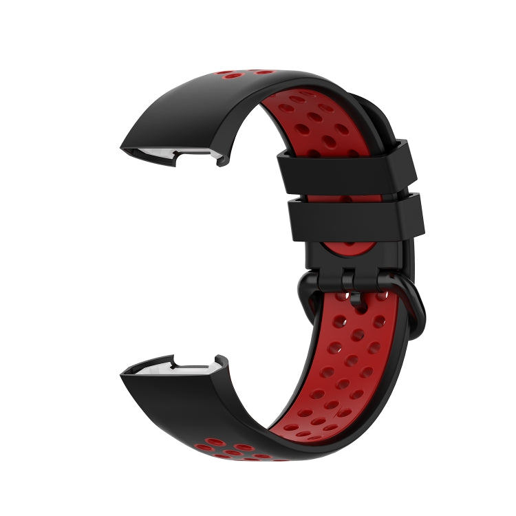 For Fitbit Charge 4 / Charge 3 / Charge 3 SE Watch Button Two Colors Silicone Replacement Strap Watchband(Black Red) - Watch Bands by buy2fix | Online Shopping UK | buy2fix