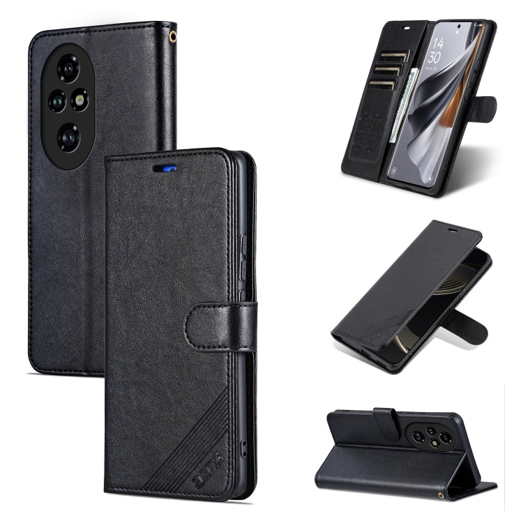 For Honor 200 Pro AZNS Sheepskin Texture Flip Leather Phone Case(Black) - Honor Cases by AZNS | Online Shopping UK | buy2fix