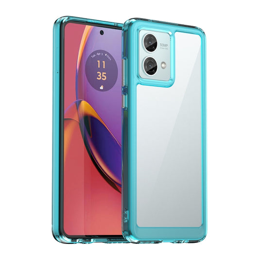 For Motorola Moto G84 Colorful Series Acrylic Hybrid TPU Phone Case(Transparent Blue) - Motorola Cases by buy2fix | Online Shopping UK | buy2fix