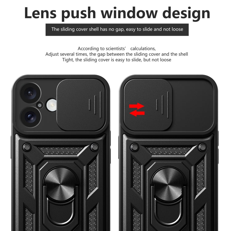 For iPhone 16 Plus Sliding Camera Cover Design TPU+PC Phone Case(Black) - iPhone 16 Plus Cases by buy2fix | Online Shopping UK | buy2fix