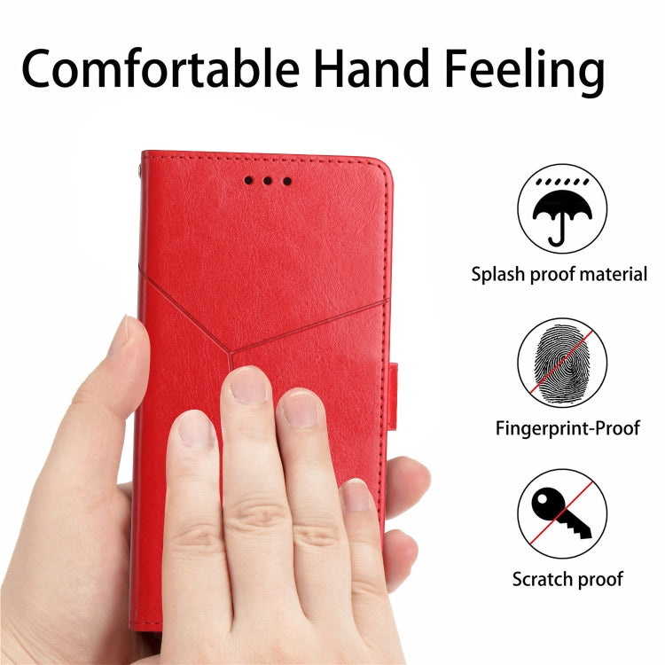 For iPhone 16 Pro HT01 Y-shaped Pattern Flip Leather Phone Case(Red) - iPhone 16 Pro Cases by buy2fix | Online Shopping UK | buy2fix