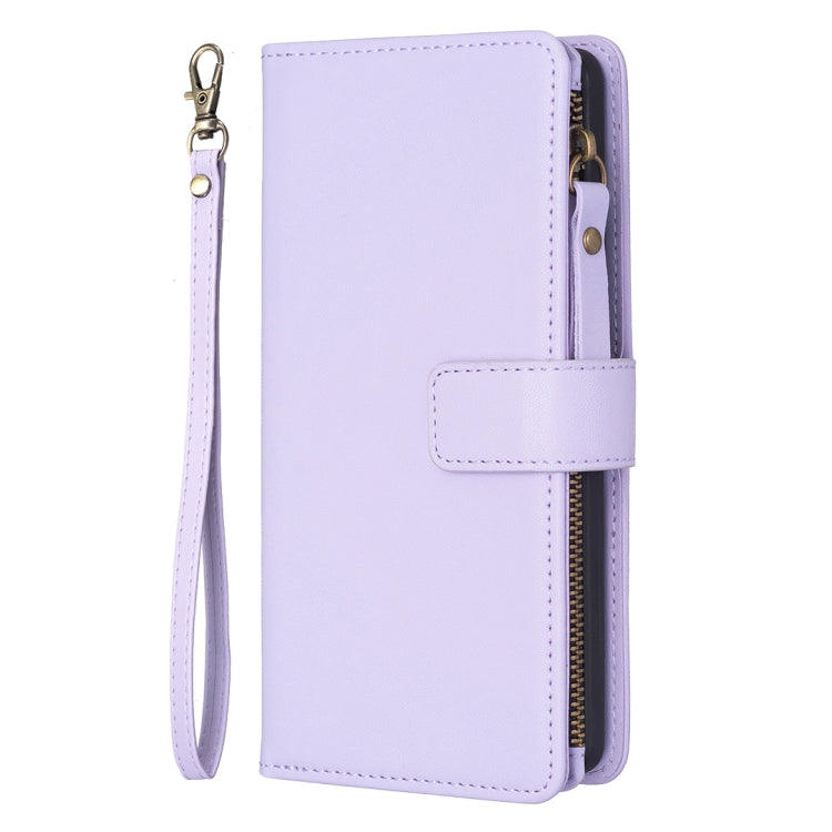 For Google Pixel 8 Pro 9 Card Slots Zipper Wallet Leather Flip Phone Case(Light Purple) - Google Cases by buy2fix | Online Shopping UK | buy2fix