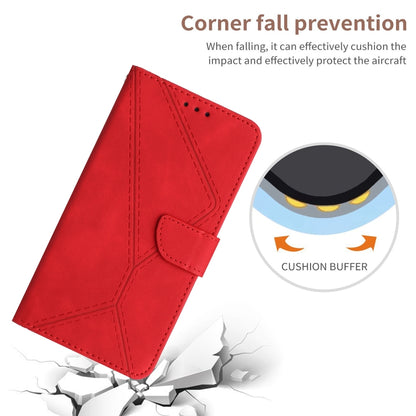 For iPhone 16 Stitching Embossed Leather Phone Case(Red) - iPhone 16 Cases by buy2fix | Online Shopping UK | buy2fix