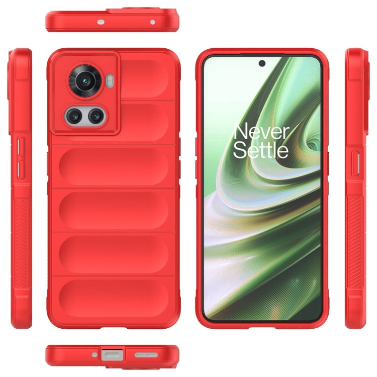 For OnePlus 10R 5G Global Magic Shield TPU + Flannel Phone Case(Red) - OnePlus Cases by buy2fix | Online Shopping UK | buy2fix