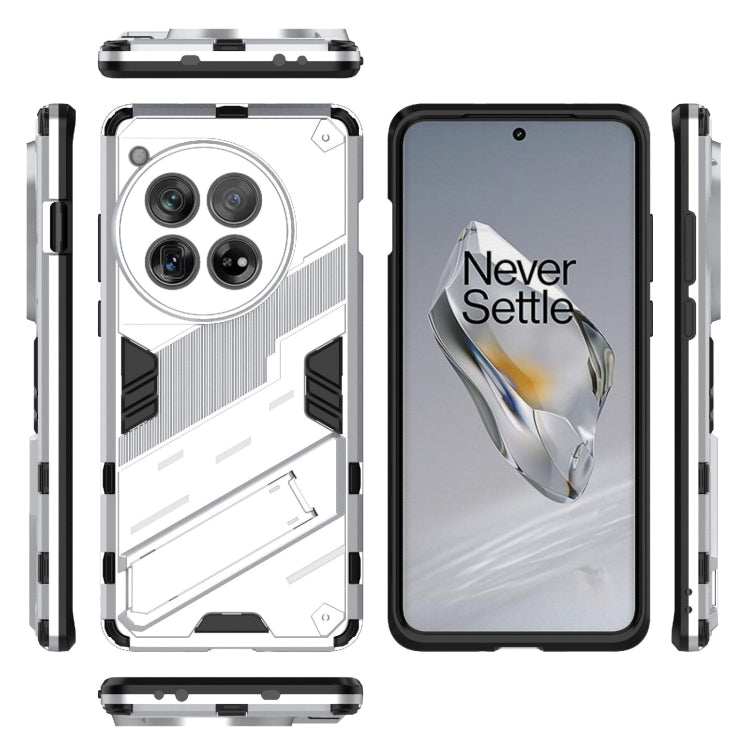 For OnePlus 12 5G Punk Armor 2 in 1 PC + TPU Phone Case with Holder(White) - OnePlus Cases by buy2fix | Online Shopping UK | buy2fix