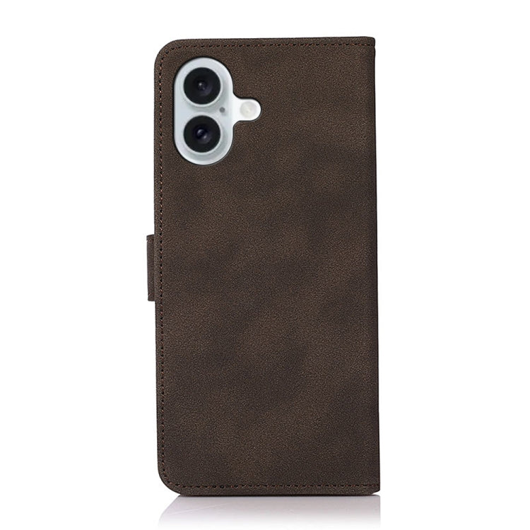 For iPhone 16 KHAZNEH Matte Texture Leather Phone Case(Brown) - iPhone 16 Cases by buy2fix | Online Shopping UK | buy2fix