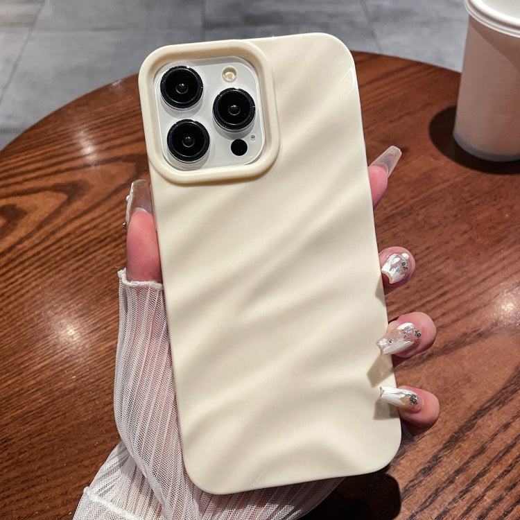 For iPhone 16 Pro Solid Color Wave Texture TPU Phone Case(Beige) - iPhone 16 Pro Cases by buy2fix | Online Shopping UK | buy2fix