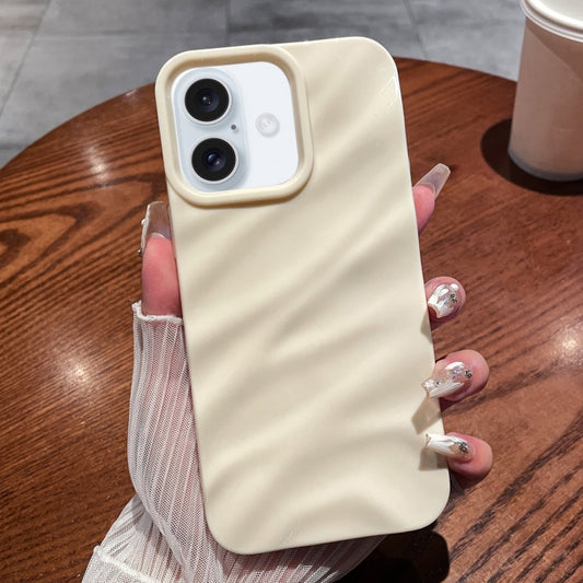 For iPhone 16 Plus Solid Color Wave Texture TPU Phone Case(Beige) - iPhone 16 Plus Cases by buy2fix | Online Shopping UK | buy2fix