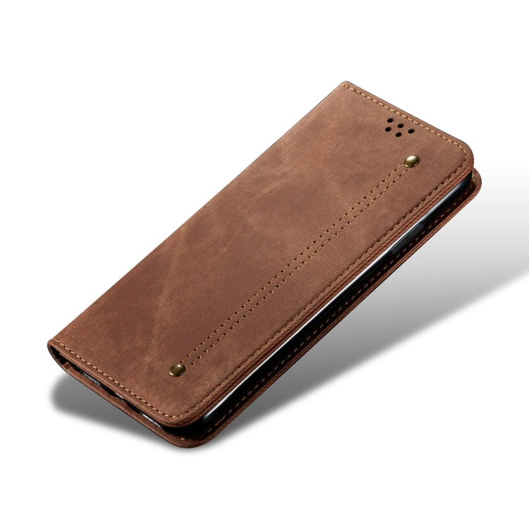 For Honor Magic6 Pro Denim Texture Flip Leather Phone Case(Brown) - Honor Cases by buy2fix | Online Shopping UK | buy2fix