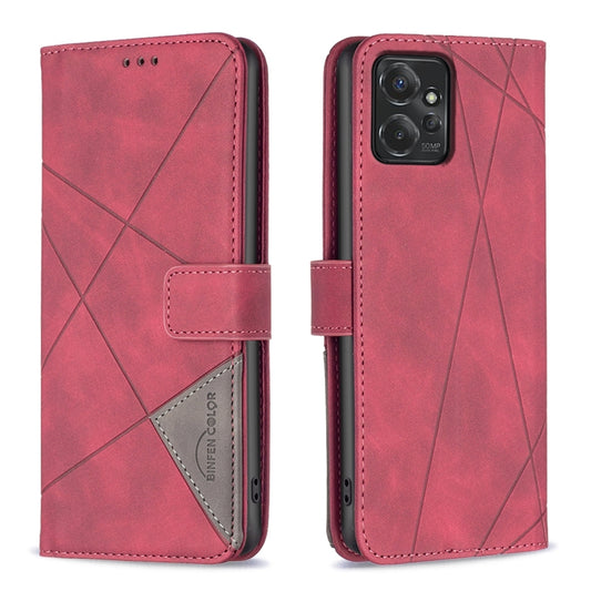 For Motorola Moto G Power 5G 2024 Magnetic Buckle Rhombus Texture Leather Phone Case(Red) - Motorola Cases by buy2fix | Online Shopping UK | buy2fix