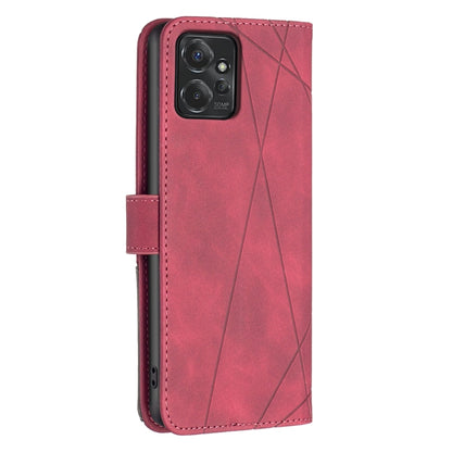 For Motorola Moto G Power 5G 2024 Magnetic Buckle Rhombus Texture Leather Phone Case(Red) - Motorola Cases by buy2fix | Online Shopping UK | buy2fix