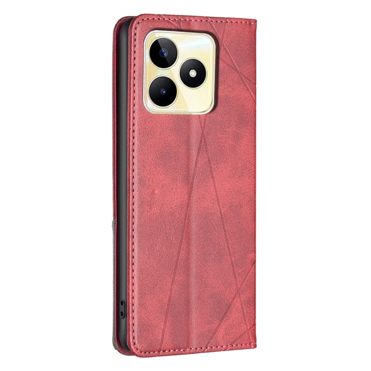For Realme C53 Rhombus Texture Leather Phone Case(Red) - Realme Cases by buy2fix | Online Shopping UK | buy2fix