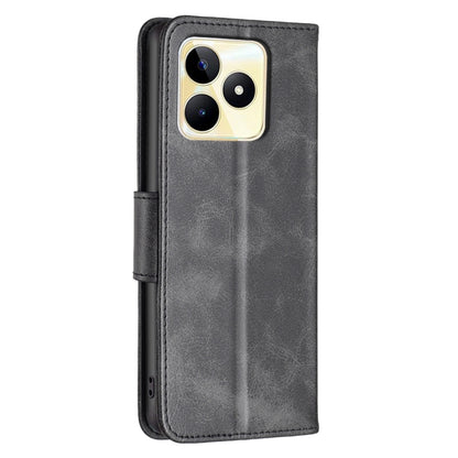 For Realme C53 Lambskin Texture Pure Color Flip Leather Phone Case(Black) - Realme Cases by buy2fix | Online Shopping UK | buy2fix