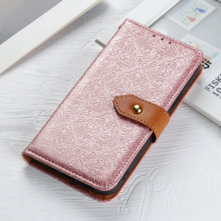 For OnePlus 12 European Floral Embossed Flip Leather Phone Case(Pink) - OnePlus Cases by buy2fix | Online Shopping UK | buy2fix