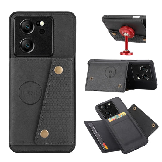 For Xiaomi 13T / Redmi K60 Ultra Double Buckle Card Slots Magnetic Phone Case(Black) - Redmi K60 Ultra Cases by buy2fix | Online Shopping UK | buy2fix