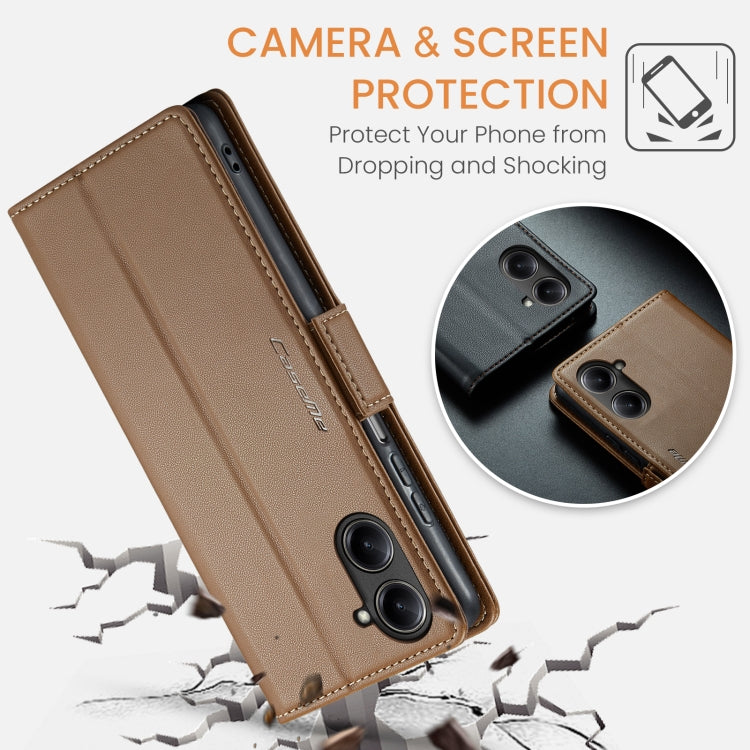 For Realme 10 Pro 5G CaseMe 023 Butterfly Buckle Litchi Texture RFID Anti-theft Leather Phone Case(Brown) - Realme Cases by CaseMe | Online Shopping UK | buy2fix