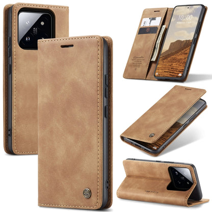 For Xiaomi 14 CaseMe 013 Multifunctional Horizontal Flip Leather Phone Case(Brown) - 14 Cases by CaseMe | Online Shopping UK | buy2fix