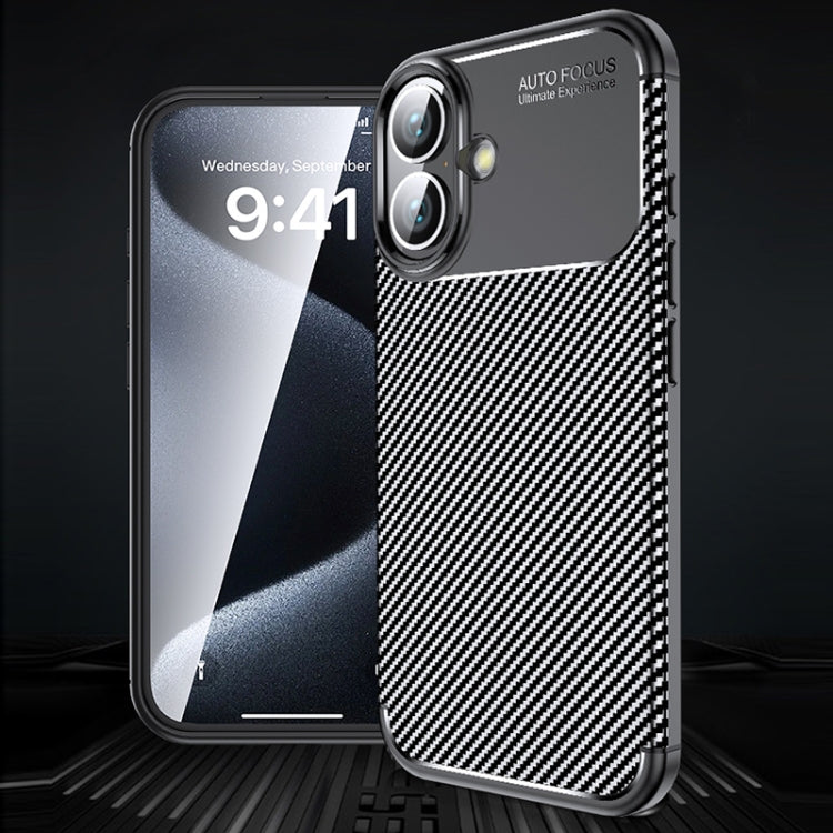 For iPhone 16 Plus Carbon Fiber Texture Shockproof TPU Phone Case(Black) - iPhone 16 Plus Cases by buy2fix | Online Shopping UK | buy2fix