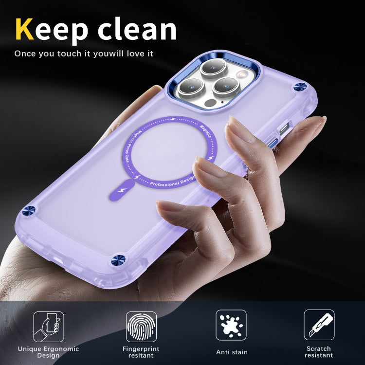 For iPhone 14 Skin Feel TPU + PC MagSafe Magnetic Phone Case(Transparent Purple) - iPhone 14 Cases by buy2fix | Online Shopping UK | buy2fix