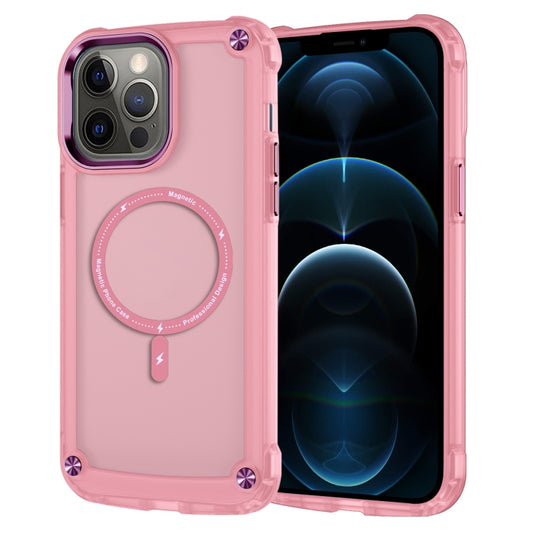 For iPhone 12 Pro Max Skin Feel TPU + PC MagSafe Magnetic Phone Case(Transparent Pink) - iPhone 12 Pro Max Cases by buy2fix | Online Shopping UK | buy2fix