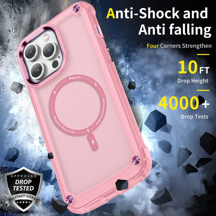 For iPhone 12 Pro Max Skin Feel TPU + PC MagSafe Magnetic Phone Case(Transparent Pink) - iPhone 12 Pro Max Cases by buy2fix | Online Shopping UK | buy2fix