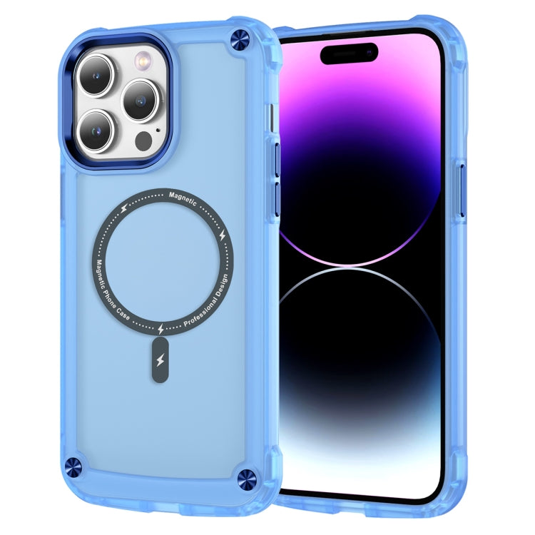 For iPhone 15 Pro Max Skin Feel TPU + PC MagSafe Magnetic Phone Case(Transparent Blue) - iPhone 15 Pro Max Cases by buy2fix | Online Shopping UK | buy2fix