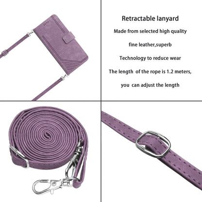 For Infinix Zero 30 4G Skin Feel Stripe Pattern Leather Phone Case with Lanyard(Purple) - Infinix Cases by buy2fix | Online Shopping UK | buy2fix