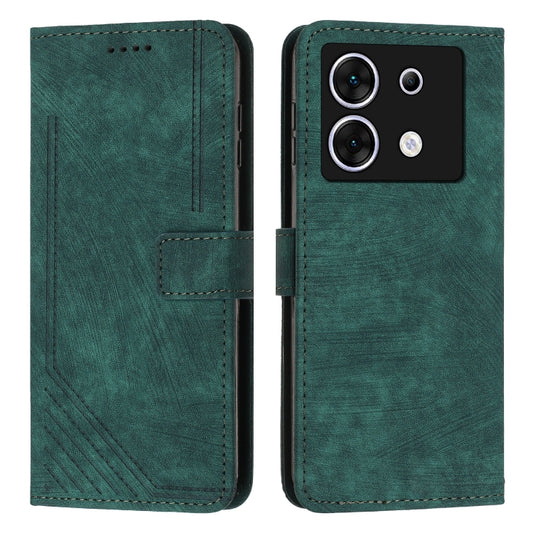 For Infinix Zero 30 5G Skin Feel Stripe Pattern Leather Phone Case with Lanyard(Green) - Infinix Cases by buy2fix | Online Shopping UK | buy2fix