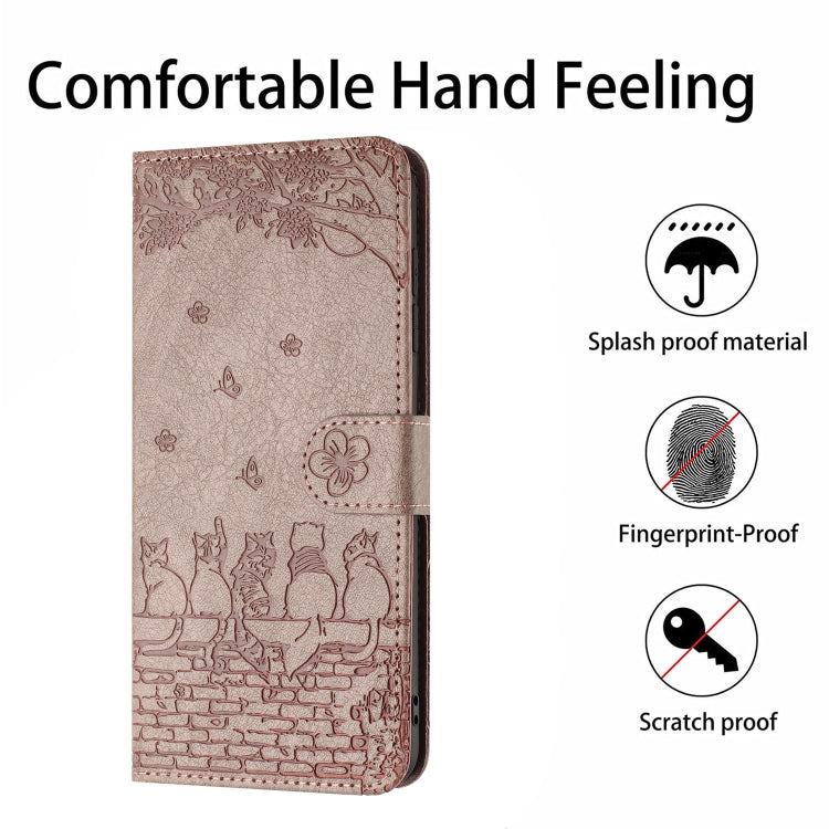 For Xiaomi Redmi 13C 4G/5G/13R 5G Cat Embossing Pattern Leather Phone Case with Lanyard(Grey) - 13C Cases by buy2fix | Online Shopping UK | buy2fix