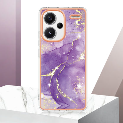 For Xiaomi Redmi Note 13 Pro+ 5G Electroplating Marble Dual-side IMD Phone Case(Purple 002) - Note 13 Pro+ Cases by buy2fix | Online Shopping UK | buy2fix