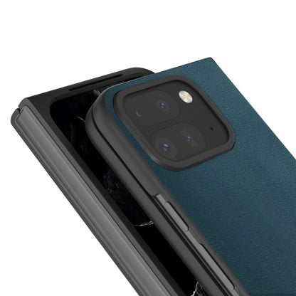 For Google Pixel 9 Pro Fold ABEEL Genuine Leather Xiaoya Series Phone Case(Dark Green) - Google Cases by buy2fix | Online Shopping UK | buy2fix