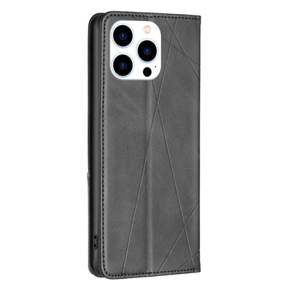 For iPhone 16 Pro Max Rhombus Texture Magnetic Leather Phone Case(Black) - iPhone 16 Pro Max Cases by buy2fix | Online Shopping UK | buy2fix