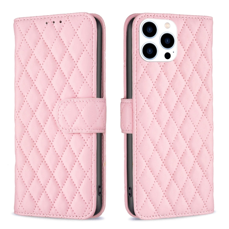 For iPhone 16 Pro Max Diamond Lattice Wallet Flip Leather Phone Case(Pink) - iPhone 16 Pro Max Cases by buy2fix | Online Shopping UK | buy2fix