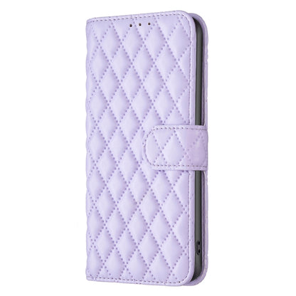 For iPhone 16 Diamond Lattice Wallet Flip Leather Phone Case(Purple) - iPhone 16 Cases by buy2fix | Online Shopping UK | buy2fix