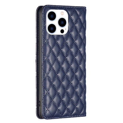 For iPhone 16 Pro Diamond Lattice Magnetic Leather Flip Phone Case(Blue) - iPhone 16 Pro Cases by buy2fix | Online Shopping UK | buy2fix