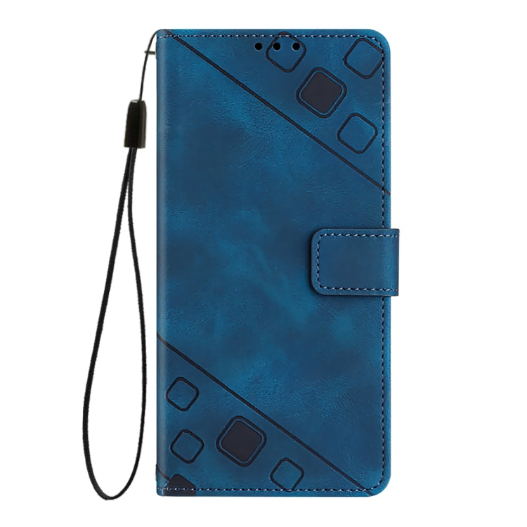 For iPhone SE 2024 Skin-feel Embossed Leather Phone Case(Blue) - More iPhone Cases by buy2fix | Online Shopping UK | buy2fix