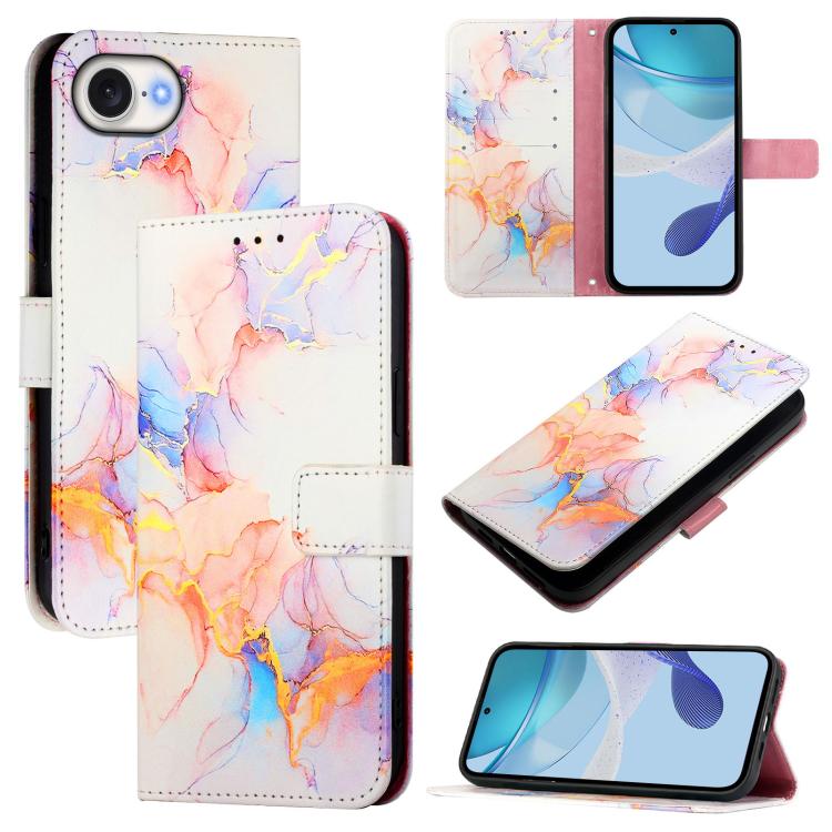 For iPhone SE 2024 PT003 Marble Pattern Flip Leather Phone Case(Galaxy Marble White LS004) - More iPhone Cases by buy2fix | Online Shopping UK | buy2fix