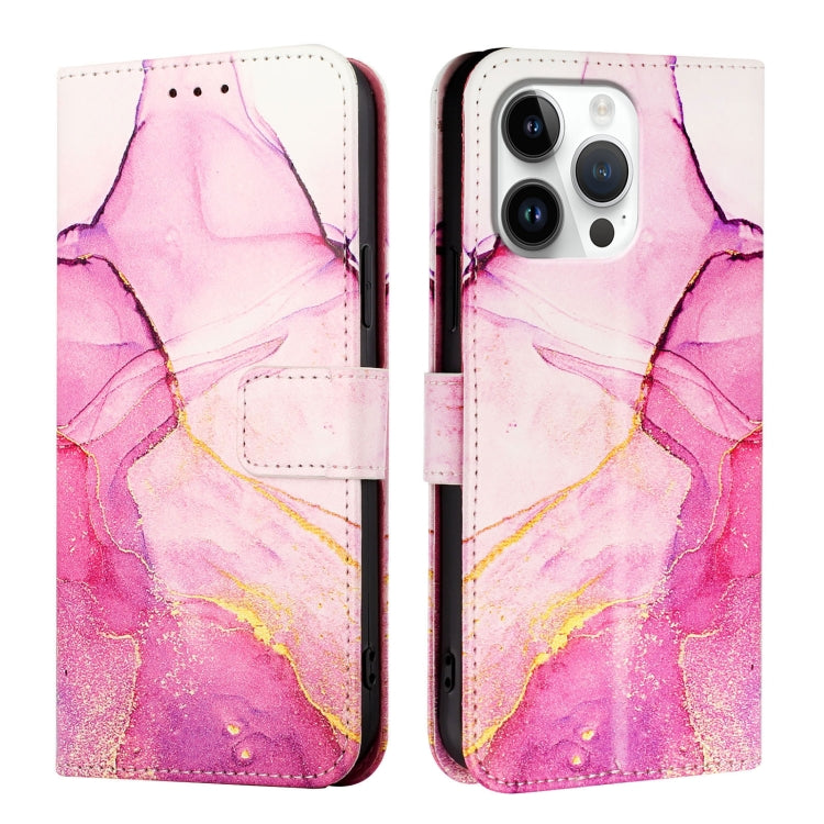 For iPhone 16 Pro Max PT003 Marble Pattern Flip Leather Phone Case(Pink Purple Gold LS001) - iPhone 16 Pro Max Cases by buy2fix | Online Shopping UK | buy2fix