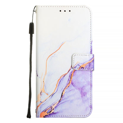 For iPhone 16 PT003 Marble Pattern Flip Leather Phone Case(White Purple LS006) - iPhone 16 Cases by buy2fix | Online Shopping UK | buy2fix