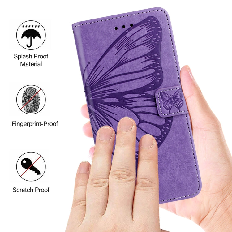 For iPhone 16 Pro Max Embossed Butterfly Leather Phone Case(Light Purple) - iPhone 16 Pro Max Cases by buy2fix | Online Shopping UK | buy2fix