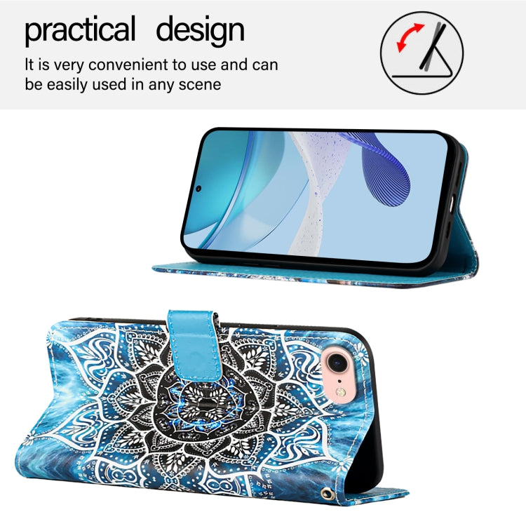 For iPhone SE 2024 Colored Drawing Pattern Plain Weave Leather Phone Case(Undersea Mandala) - More iPhone Cases by buy2fix | Online Shopping UK | buy2fix