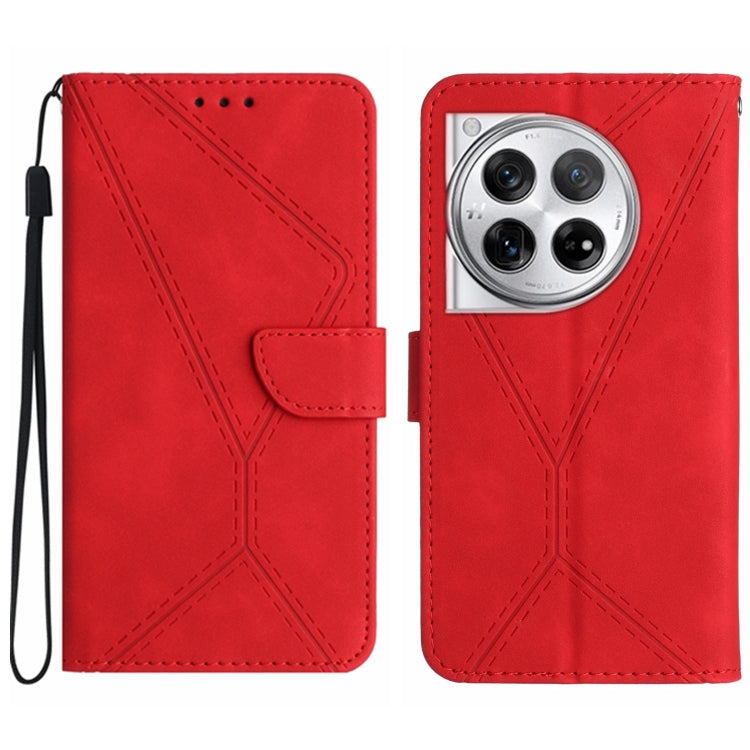 For OnePlus 12 5G Global Stitching Embossed Leather Phone Case(Red) - OnePlus Cases by buy2fix | Online Shopping UK | buy2fix