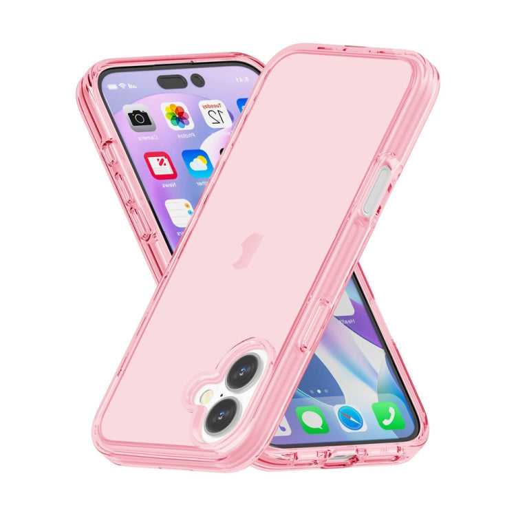 For iPhone 16 Shockproof Terminator Transparent Phone Case(Pink) - iPhone 16 Cases by buy2fix | Online Shopping UK | buy2fix